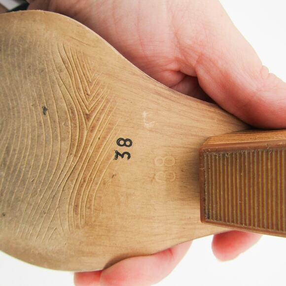 MIZ MOOZ Sandals 38 New York Leather Wedge High Heels Ankle Strap Black - Picture 4 of 11